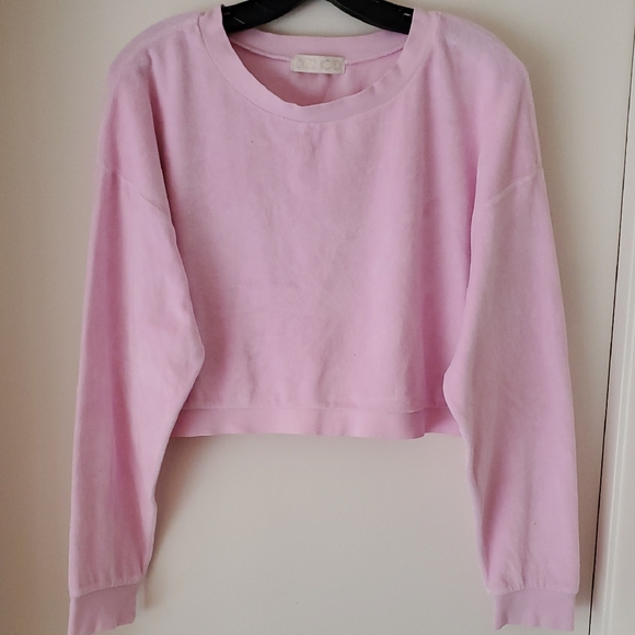 Suzi Kondi Tops - Suzie Kondi Boatneck Terry Crop Sweatshirt